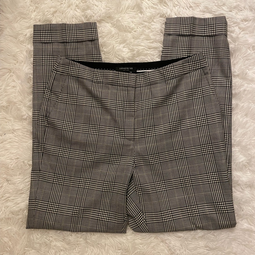 Lafayette 148 New York
Clinton Plaid Cuffed Pants size 8 black and white checker - Picture 1 of 7